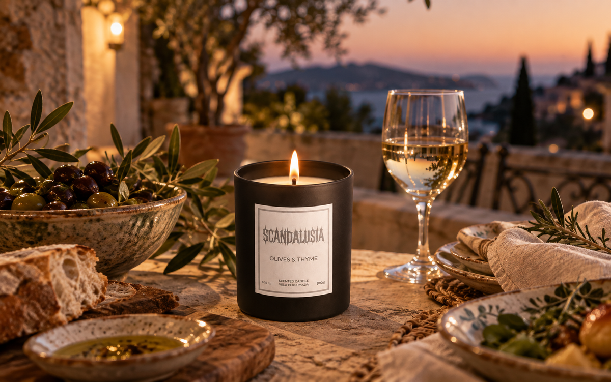 scented candle while having a good dinner